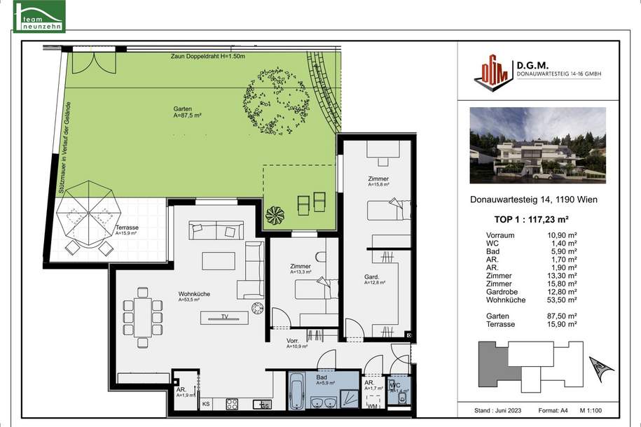 Wieder normale Preise. Gartenwohnung mit eigenem Eingang, Neubau in Hanglage beim Wald | amBergblick19, Wohnung-kauf, 718.000,€, 1190 Wien 19., Döbling