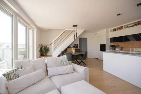 Urlaubsfeeling | Dachterrasse m. Pergola, Garten u. privaten Zugang zum Rooftop-Pool | Familienfreundliche Anlage | DAN Küche l Tiefgarage, Wohnung-kauf, 619.000,€, 1210 Wien 21., Floridsdorf
