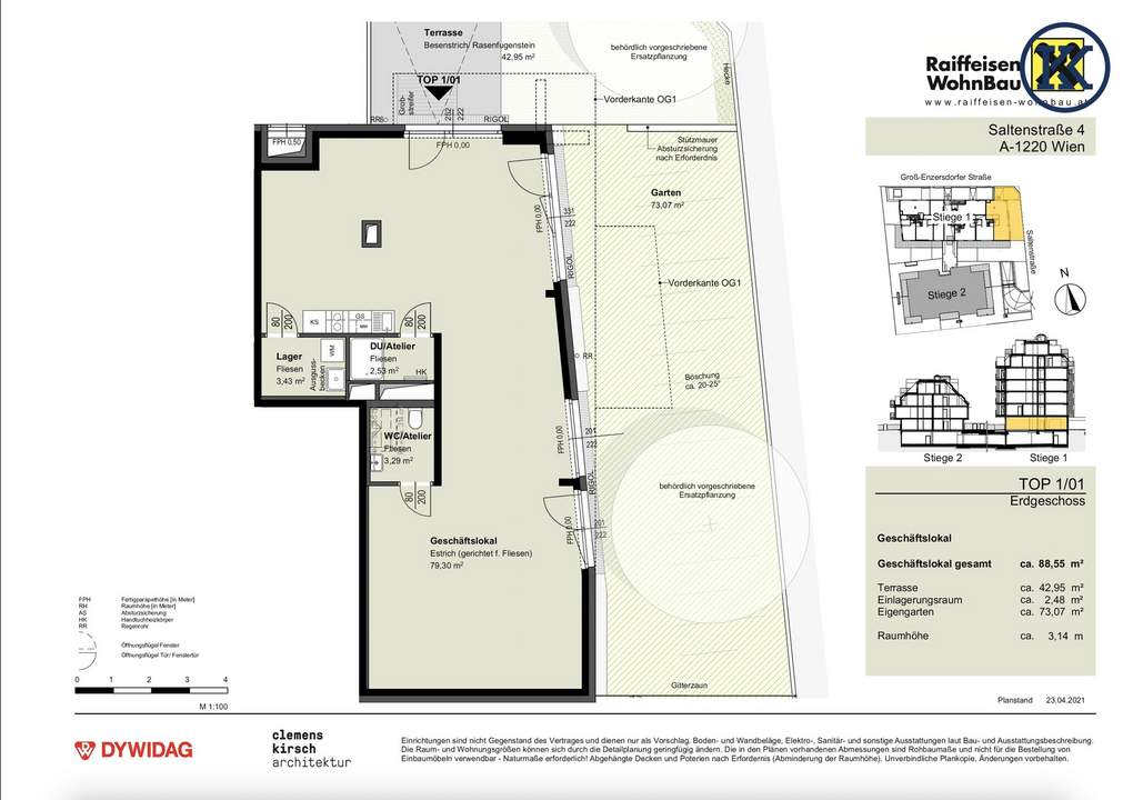 Lokal mit Garten & 2 Stellplätzen in der Garage