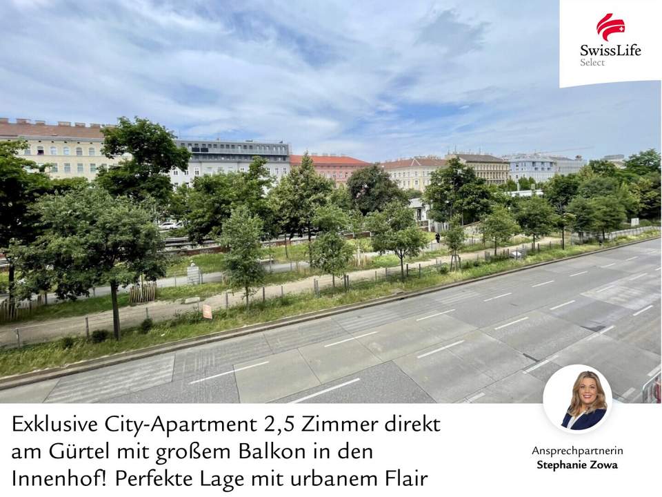 Exklusive City-Apartment 2,5 Zimmer direkt am Gürtel mit großem Balkon in den Innenhof! Perfekte Lage mit urbanem Flair