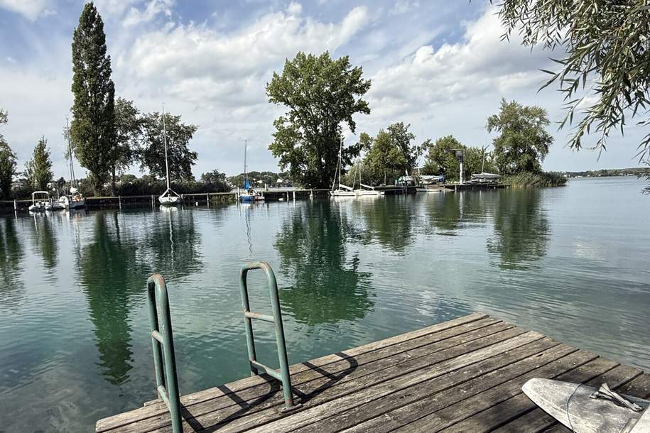 große UFERPAZRELLE mit privatem Badesteg am Neufelder See – Holzhaus mit Renovierungsbedarf beim Yachtclub auf Pachtgrund zu verkaufen, Haus-kauf, 200.000,€, 2491 Eisenstadt-Umgebung