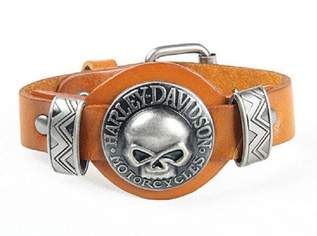 Armband aus Rindleder Harley Davidson Skull 3D Hellbraun, 17 €, Kleidung & Schmuck-Accessoires, Uhren, Schmuck in 6780 Marktgemeinde Schruns