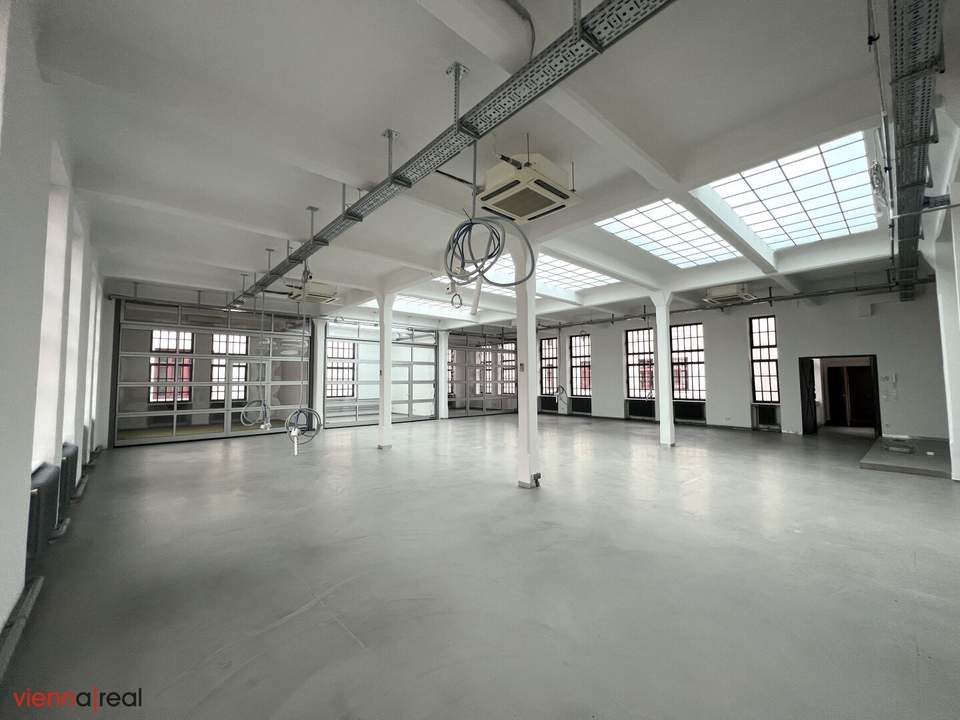 seltene Gelegenheit - lichdurchflutete, bezugsfähige Loftfläche für Kreative - rd. 328 m2 Büro/Atelier im Industrial-Loft mit Lift, wärmegedämmtes Dach, neue Lichtkuppeln, neue Loftfenster