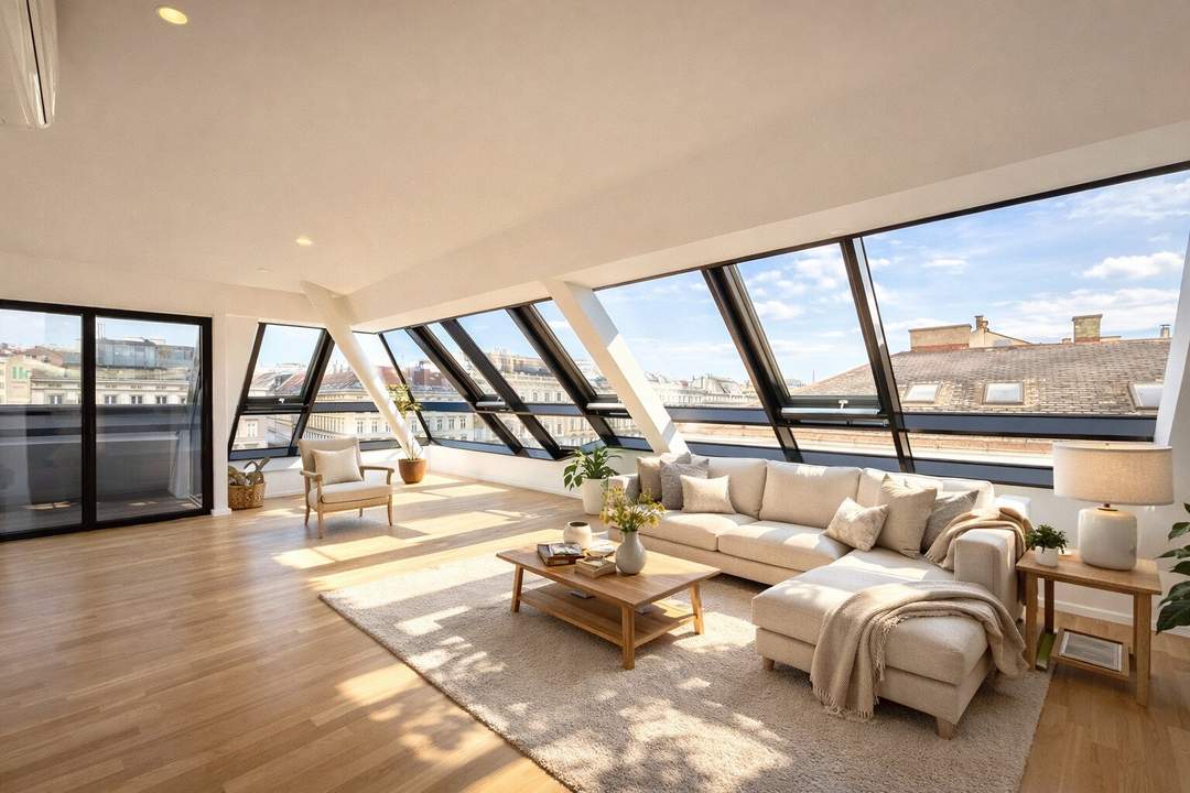NASCHMARKT HIGHLIGHT | Exklusive Maisonette mit Panoramablick I U-Bahn Nähe I Terrasse & Wintergarten I großzügige Wohnküche I hochwertige & moderne Ausstattung