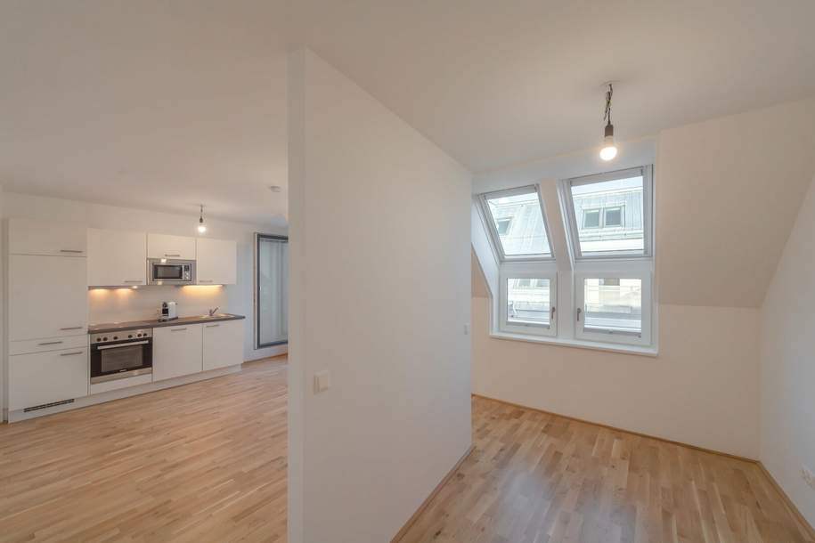 Nähe U1 Kagraner Platz: ruhig, modern, hofseitige Dachgeschosswohnung mit Balkon &amp; Stellplatz // ab 1.3.25, Wohnung-miete, 785,02,€, 1220 Wien 22., Donaustadt