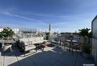BEIM DONAUUFER: Lichtdurchflutete, klimatisierte Dachgeschoßwohnung mit Dachterrassen über den Dächern von Wien