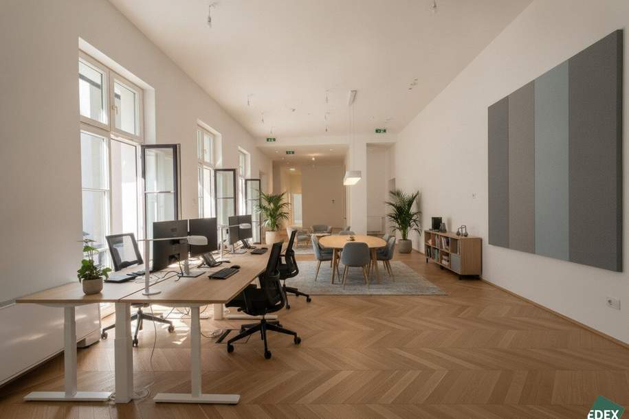 Erstbezug nach Sanierung – Repräsentatives Altbau-Büro nahe Rathaus mit Terrasse, Gewerbeobjekt-miete, 7.376,51,€, 1010 Wien 1., Innere Stadt