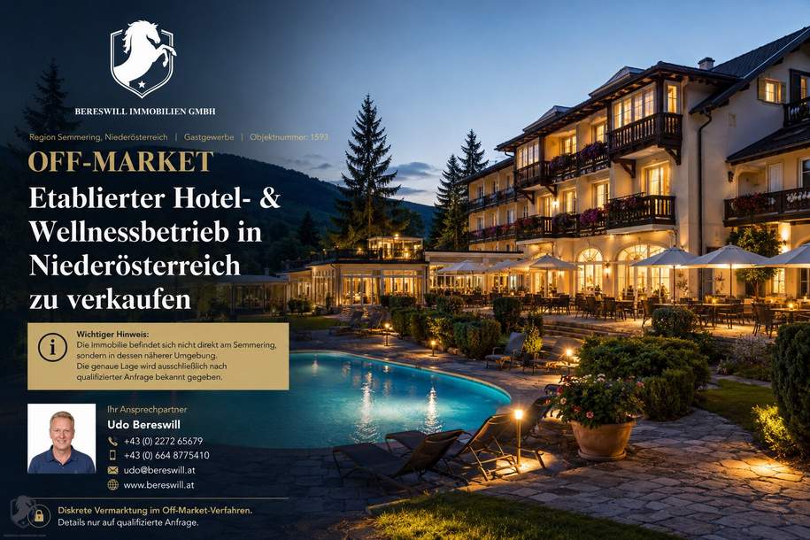 OFF-MARKET | Etablierter Hotel- &amp; Wellnessbetrieb in Niederösterreich zu verkaufen, Gewerbeobjekt-kauf, 2.490.000,€, 2680 Neunkirchen
