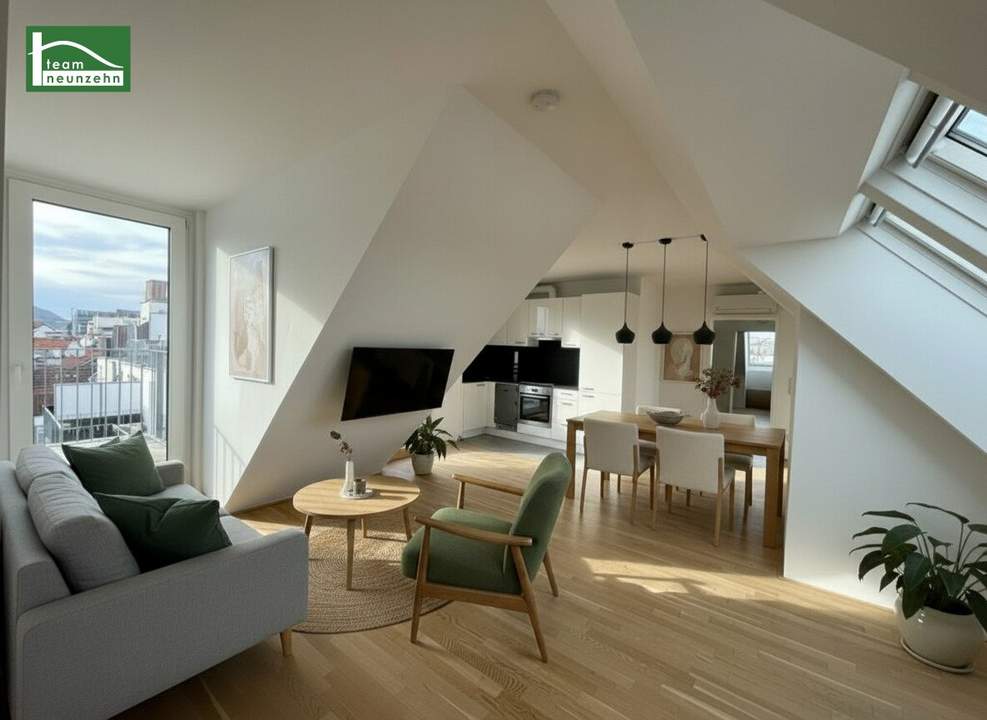 Klimatisierte Maisonette mit Weitblick-Dachterrasse in top Lage nahe U6, Millennium City und Donau!