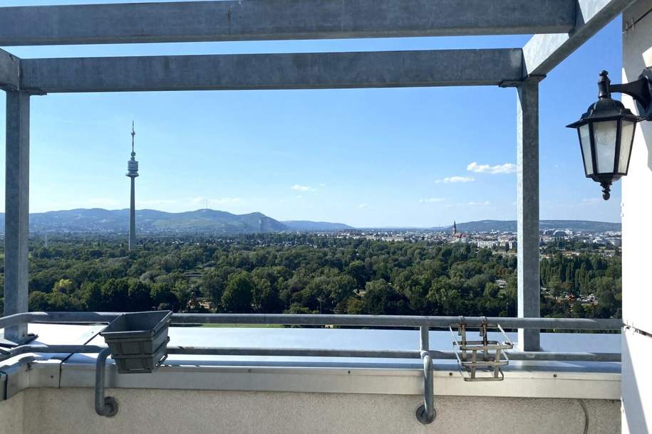 Terrassen-Garconniere im 21. Stock mit Donaupark- Fernblick bei der U1 und UNO-City, Wohnung-miete, 1.100,00,€, 1220 Wien 22., Donaustadt
