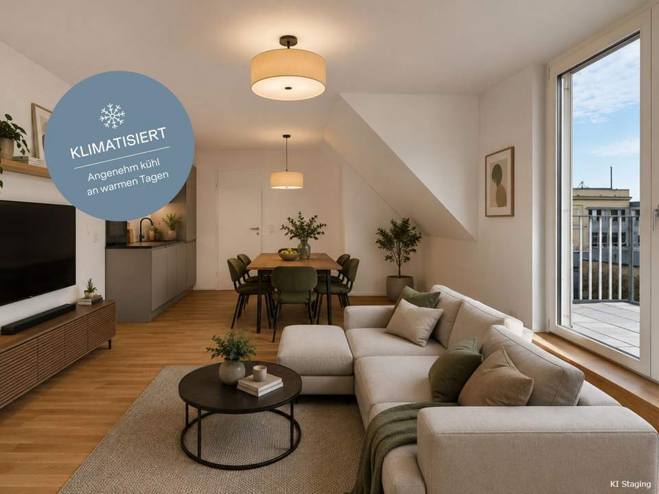 Klimatisierte 3 Zimmer Dachgeschosswohnung I Ausblick I Südausrichtung I Top Anbindung