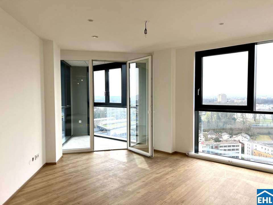 Urbanes Wohnen im High Five Tower ab Sommer 2025! Kompakte 1-Zimmer-Wohnung mit Loggia