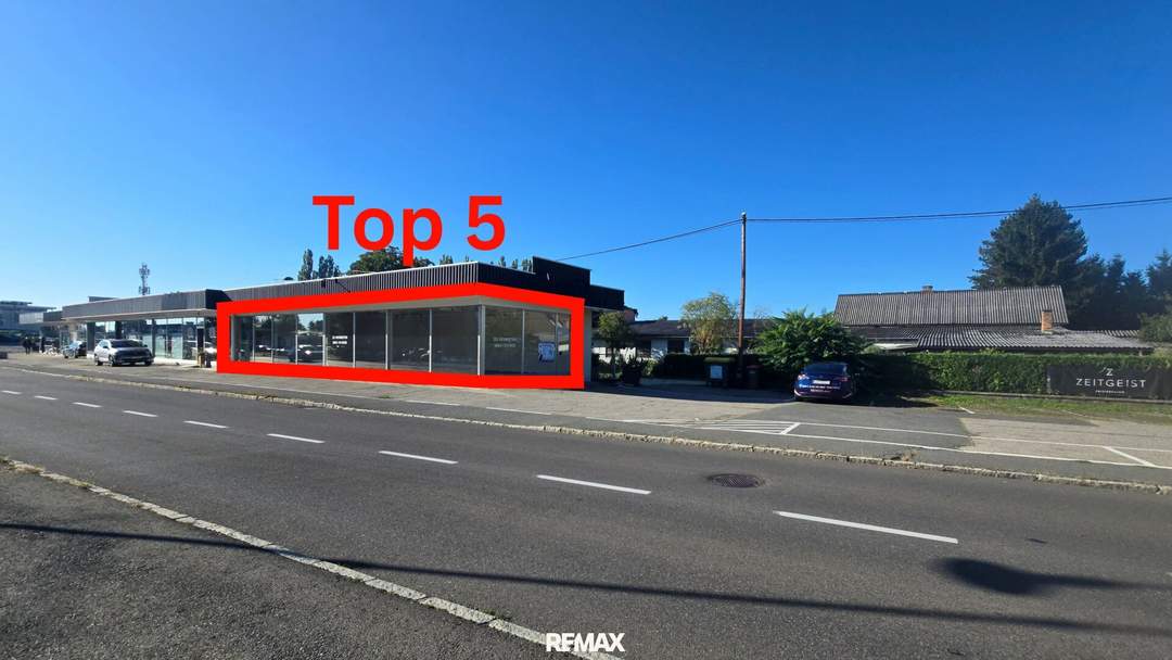 Gepflegtes Geschäftslokal 126 m² mit großer Glasfront in bester Auto-Frequenzlage von Leibnitz Miete € 1184,- + Mwst + BK