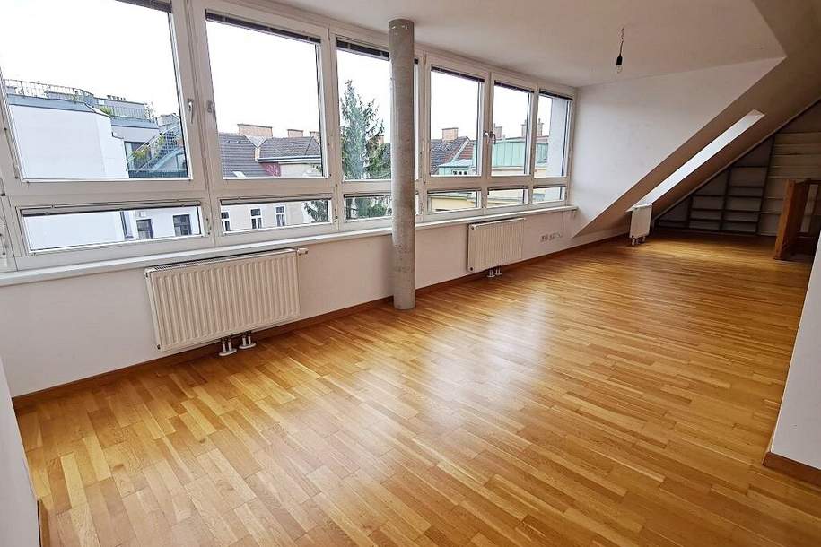 ROLLINGERGASSE, DACHGESCHOSS, 106 m2 Maisonette mit 30 m2 Terrasse, Wohnküche, 2 Zimmer, Wannenbad, Parketten, WG-geeignet, Wohnung-miete, 2.037,65,€, 1120 Wien 12., Meidling