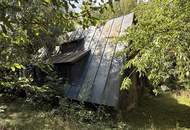 große UFERPAZRELLE mit privatem Badesteg am Neufelder See – Holzhaus mit Renovierungsbedarf beim Yachtclub auf Pachtgrund zu verkaufen