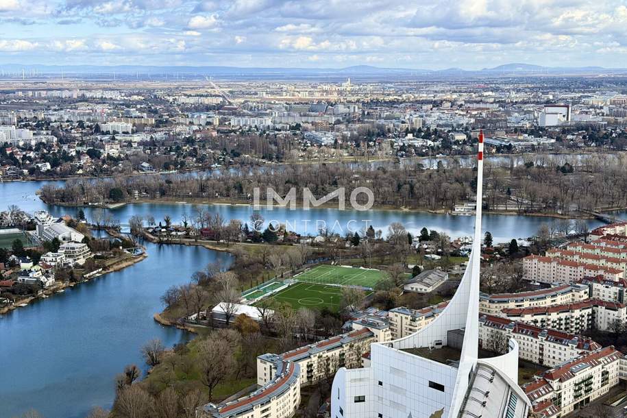 50. Etage - Eastside Sky – Studio im DC2 Tower - 10 m² Loggia - Blick aufs Kaiserwasser - Fernsicht - DC2, Wohnung-miete, 1.100,00,€, 1220 Wien 22., Donaustadt