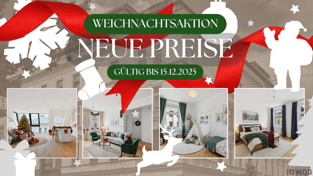 Weihnachtsaktion NEUE PREISE | 3-Zimmer Galerie-/Gartenwohnung mit hofseitigem Balkon nahe dem Augarten | U4 Friedensbrücke