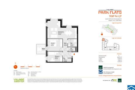 Nachhaltige Investition in eine aufstrebende Umgebung: Die PARK FLATS, Wohnung-kauf, 344.000,€, 1030 Wien 3., Landstraße