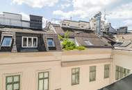GONZAGAGASSE, BÖRSE-NÄHE, klimatisiertes 122 m2 Dachgeschoss mit 8 m2 Terrasse, 3 Zimmer, Komplettküche, 2 Bäder, Parketten