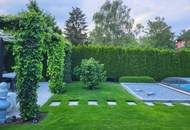 Neuwertige Doppelhaushälfte mit Gartenparadies, Pool, Sauna, im Villenviertel beim Wasserwald