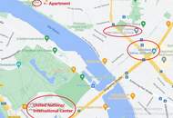 Beautiful and furnished 107 m² 4 room apartment with terracce for rent in 1210 Vienna located directly at the Obere Alte Donau!