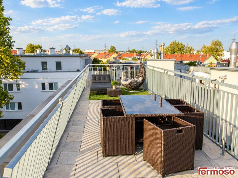 Moderne 3-Zi-Dachgeschosswohnung mit Rundumblick-Terrasse, Klimaanlage & Tiefgarage in Leopoldsdorf!