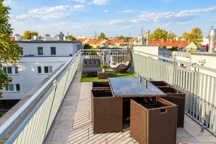 Moderne 3-Zi-Dachgeschosswohnung mit Rundumblick-Terrasse, Klimaanlage &amp; Tiefgarage in Leopoldsdorf!, Wohnung-miete, 1.550,00,€, 2333 Bruck an der Leitha