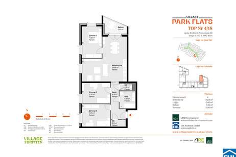 Anlage mit Potenzial: Modernes Wohnen in den PARK FLATS im 3. Bezirk, Wohnung-kauf, 181.000,€, 1030 Wien 3., Landstraße
