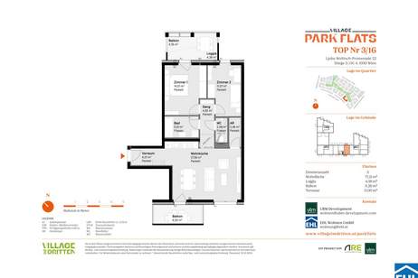 Parknähe und Urbanität – Ihr Anlageobjekt bei den PARK FLATS, Wohnung-kauf, 435.000,€, 1030 Wien 3., Landstraße