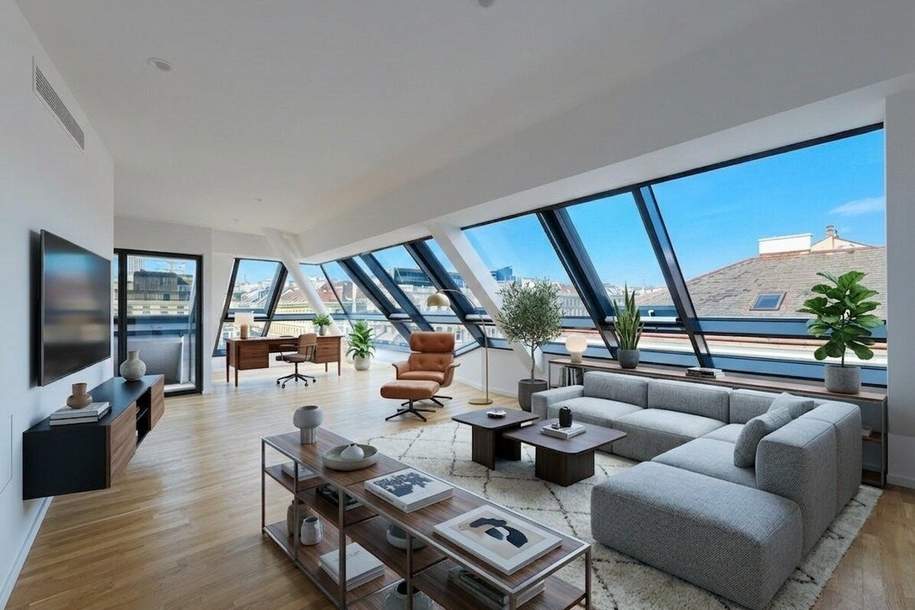 NASCHMARKT-Living | einzigartiger Fernblick I ~77m² Wohnküche I Terrasse und Wintergarten I 3 Bäder I U-Bahn-Nähe, Wohnung-kauf, 1.499.000,€, 1040 Wien 4., Wieden