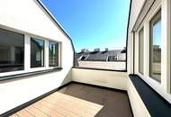 BÖRSE-NÄHE, klimatisiertes 98 m2 Dachgeschoss mit 9 m2 Terrasse, 3 Zimmer, Extraküche, 2 Bäder, Gonzagagasse