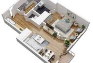 Ab 1. August !! Sehr schöne, super aufgeteilte 2 Zimmer Wohnung mit Balkon (TOP 50 - 4.OG)