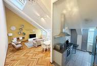 STAATSOPER-BLICK, klimatisiertes 110 m2 Dachgeschoss mit 20 m2 Terrasse, 3 Zimmer, Extraküche, 2 Bäder, Möblierung möglich
