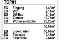 Erstbezug- 2 Zimmer- Gartenwohnung