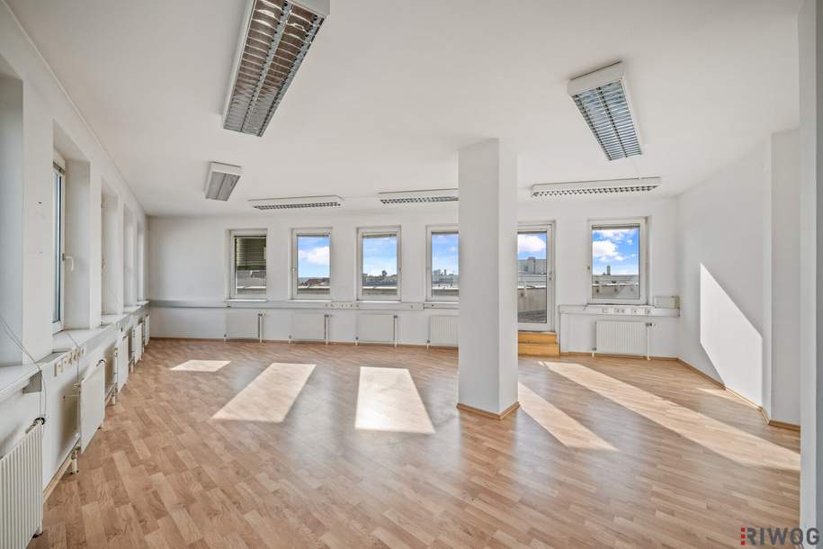 Bürofläche im Meiselmarkt - U3 I rund 190m2 Nutzfläche I Dachgeschoss inkl Dachterrasse I Nähe Hütteldorfer Straße und Johnstraße, Gewerbeobjekt-miete, 3.071,06,€, 1150 Wien 15., Rudolfsheim-Fünfhaus