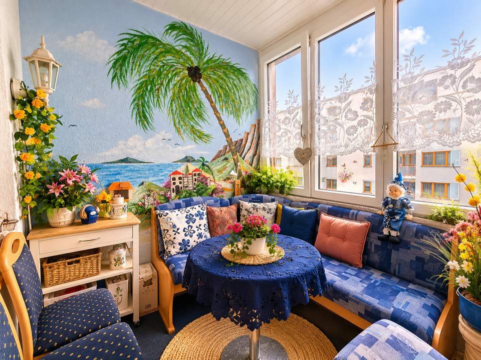 Farbenfrohe 2-Zimmer-Wohnung mit Loggia