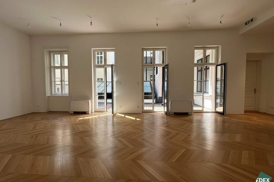 Erstbezug nach Sanierung – Repräsentatives Altbau-Büro nahe Rathaus mit Terrasse, Gewerbeobjekt-miete, 7.376,51,€, 1010 Wien 1., Innere Stadt