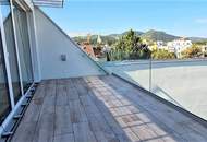 TERRASSENHIT, FERNBLICK, klimatisiertes 37 m2 Dachgeschoß mit 23 m2 Terrasse, 1 Zimmer, Komplettküche, Duschbad, Anton-Bosch-Gasse
