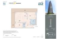 47. Etage mit 38qm Loggia: DC2 Tower: 3 Zimmer mit Skylineblick