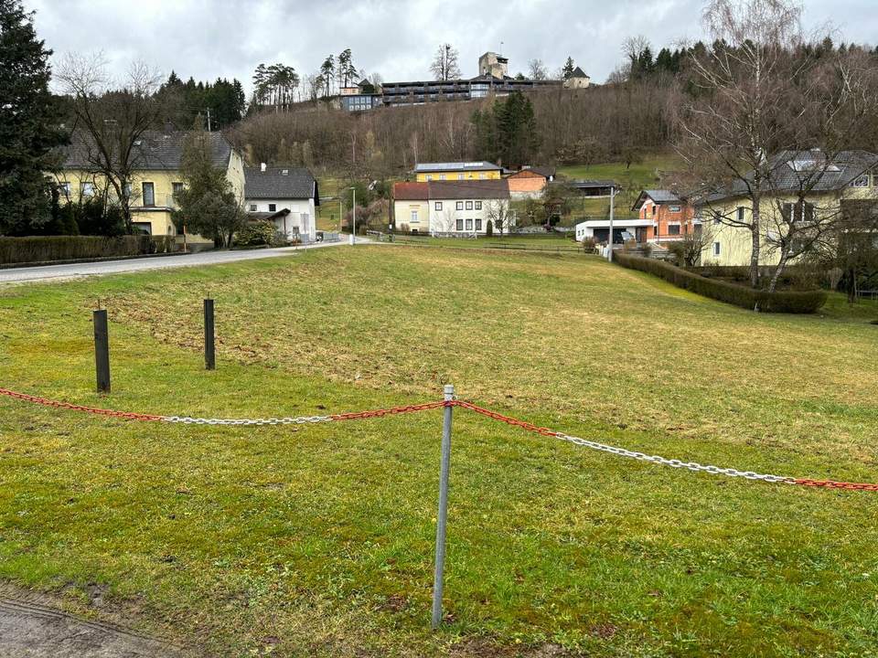 Baugrundstück mit Blick auf die Burg Kreuzen