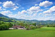 Atemberaubend schöne Landschaft - Südlage - ebener Baugrund 1569qm plus 548qm Grünland insgesamt 2.117qm - kein Bauzwang !!! Nähe Alland nur 20 Minuten nach Wien!!!