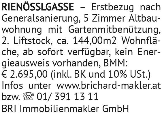 RIENÖSSLGASSE ? Erst be zug nach