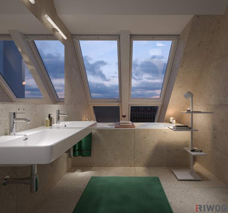 DG-ERSTBEZUG | Atemberaubender Fernblick | Dachterrasse | ca. 3 m Raumhöhe | Fernwärme &amp; Klimaanlage | TG-Stellplatz optional | Nachhaltiges Wohnbauprojekt