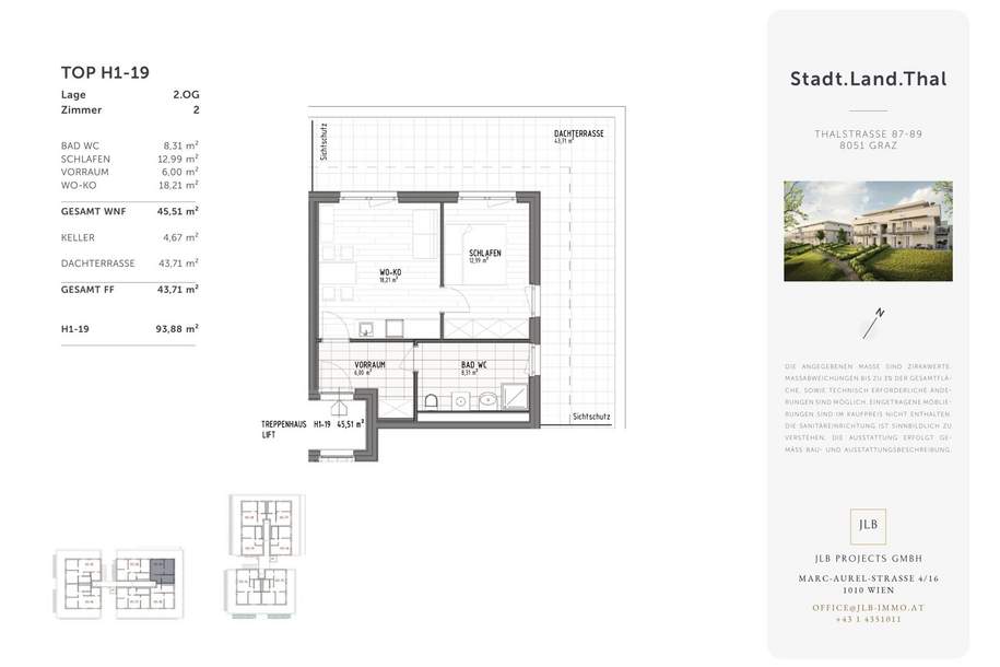 ERSTBEZUG: 2 Zimmer + 44 m² Dachterrasse | Graz-Gösting, Wohnung-kauf, 235.000,€, 8051 Graz(Stadt)