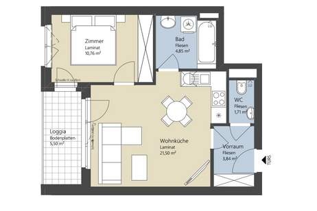 ++ GENIALER WOHNTRAUM ++ TOP ZWEI Zimmer mit LOGGIA, Wohnung-miete, 844,24,€, 1230 Wien 23., Liesing