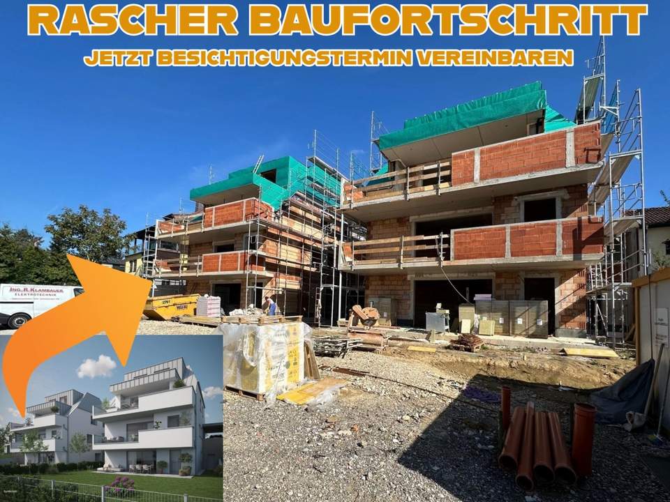 LINZ / FROSCHBERG: RASCHER BAUFORTSCHRITT - DG &amp; EMPORE -EIGENTUMSWOHNUNG ca. 140,26 m² Wohnfläche, 5 Zimmer + Dachterrasse, inkl. Carportstellplatz