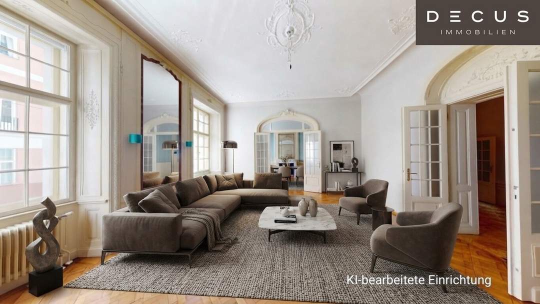 EINZIGARTIGER ALTBAU-TRAUM IM BOTSCHAFTSVIERTEL, STUCK, KAMIN, BELETAGE, 3D-RUNDGANG
