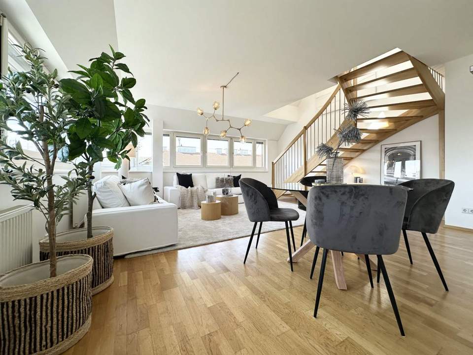 Blickfang pur! 2,5-Zimmer-Maisonette mit Galerie &amp; Fernsicht auf Schloss Wilhelminenberg