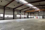 Beheizbare Lagerhalle mit rd. 7 bis 9 Meter Hallenhöhe, diversen Krananlagen, Freiflächen etc. in Asten zu vermieten!