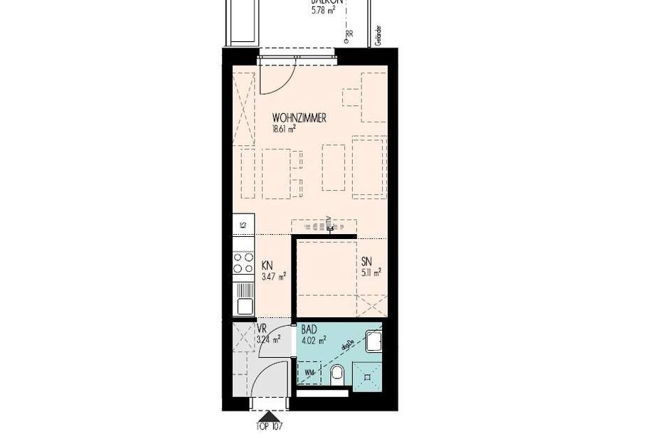 **HELL &amp; FREUNDLICH** - 1-Zimmerwohnung mit Balkon in idealer Lage, Wohnung-miete, 485,03,€, 8020 Graz(Stadt)